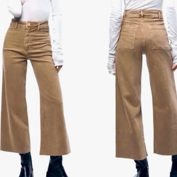 Zara Marine high rise jeans tan, size 6 - Picture 1 of 9